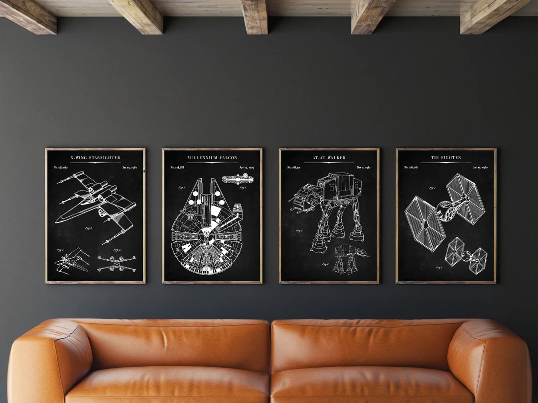Star Wars Patent Set of 4, Millennium Falcon Patent, X-wing Poster, Tie Fighter Art, AT-AT Walker... | Etsy (US)