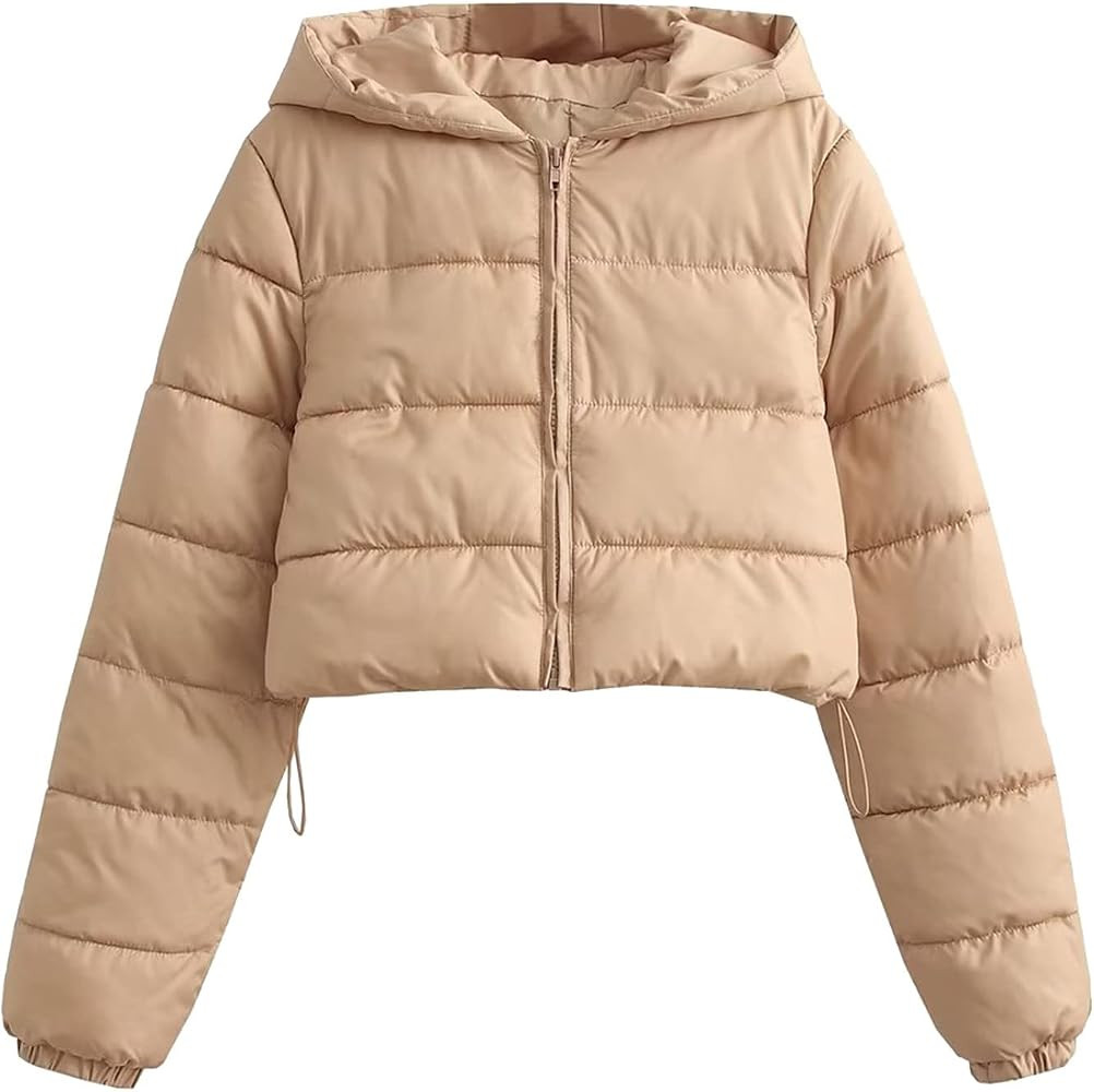 Puffer Jacket Womens Cropped Warm Winter Coats Parka Down Puffy Bubble Coat Fashion Casual Cardigan  | Amazon (US)
