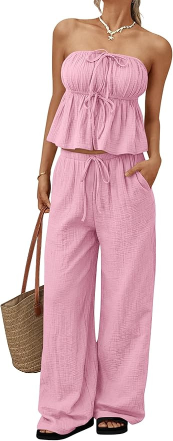 LILLUSORY Womens 2 Piece Sets Vacation Beach Travel Outfits Summer 2026 Matching Lounge Casual Ai... | Amazon (US)