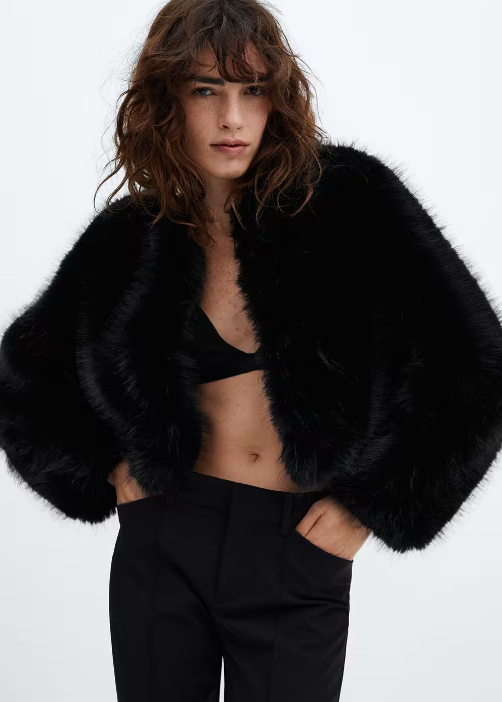 Fur effect jacket -  Women | Mango United Kingdom | MANGO (UK)