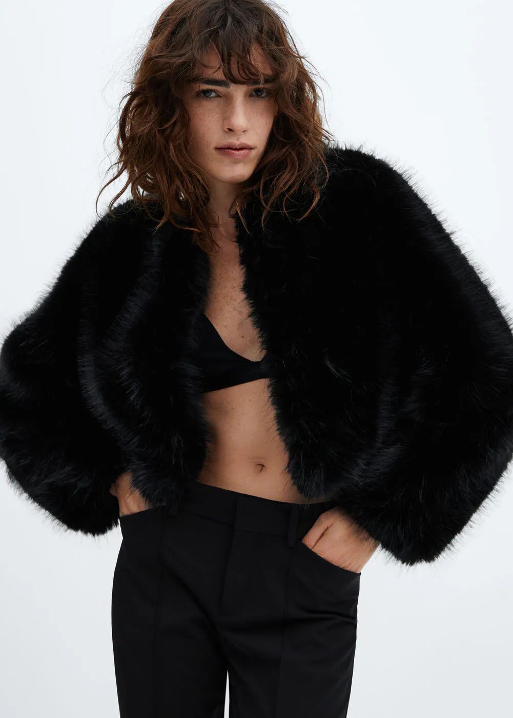 Fur effect jacket -  Women | Mango USA | MANGO (US)