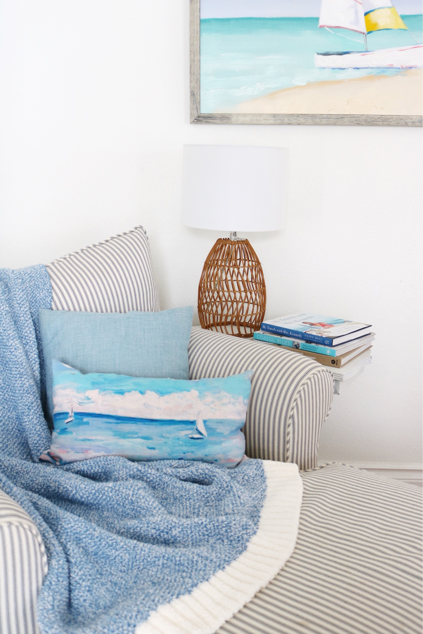 My cozy coastal blanket is currently on sale for $19! Beautiful quality and so warm! Also linked a few similar rattan lamps! 

Coastal style, rattan, rattan lamp, blanket, coastal decor, blue and white, pillows, chaise lounge 

#LTKHome #LTKSaleAlert