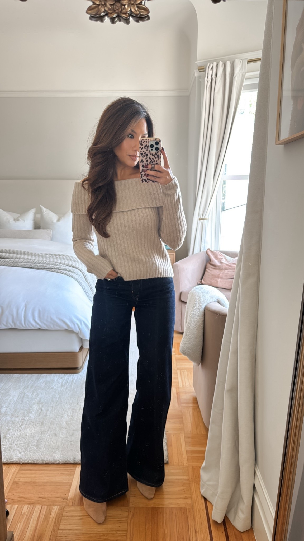 Love this cozy shoulder sweater :) this would be perfect for an easy Thanksgiving outfit!

Sizing:
Sweater - tts, xs
Jeans - tts, 25 (I do need a bootie with these for the length)
Booties - sized up 1/2 size 

#LTKPetite #LTKFindsUnder100 #LTKHoliday