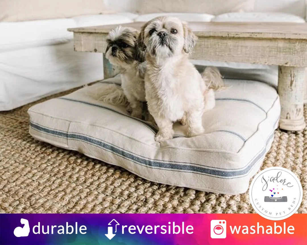 Farmhouse Dog Bed Grain Sack French Country Furniture - Etsy | Etsy (US)