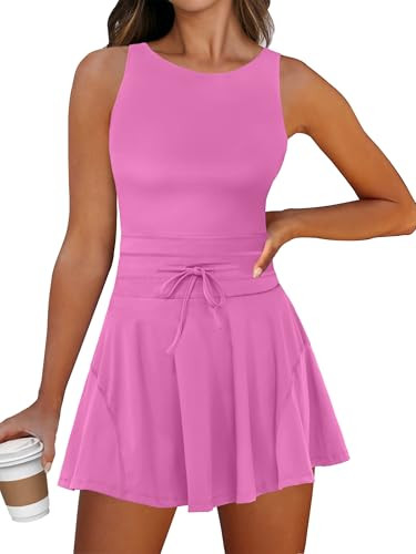 Caracilia Women's Tennis Mini Dresses 2025 Summer Sleeveless Built in Shorts Golf Athletic One Pi... | Amazon (US)