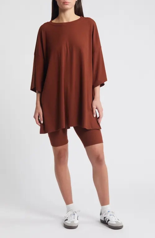 Dressed in Lala Malone Rib Oversize T-Shirt & Shorts in Cinnamon at Nordstrom, Size Small | Nordstrom