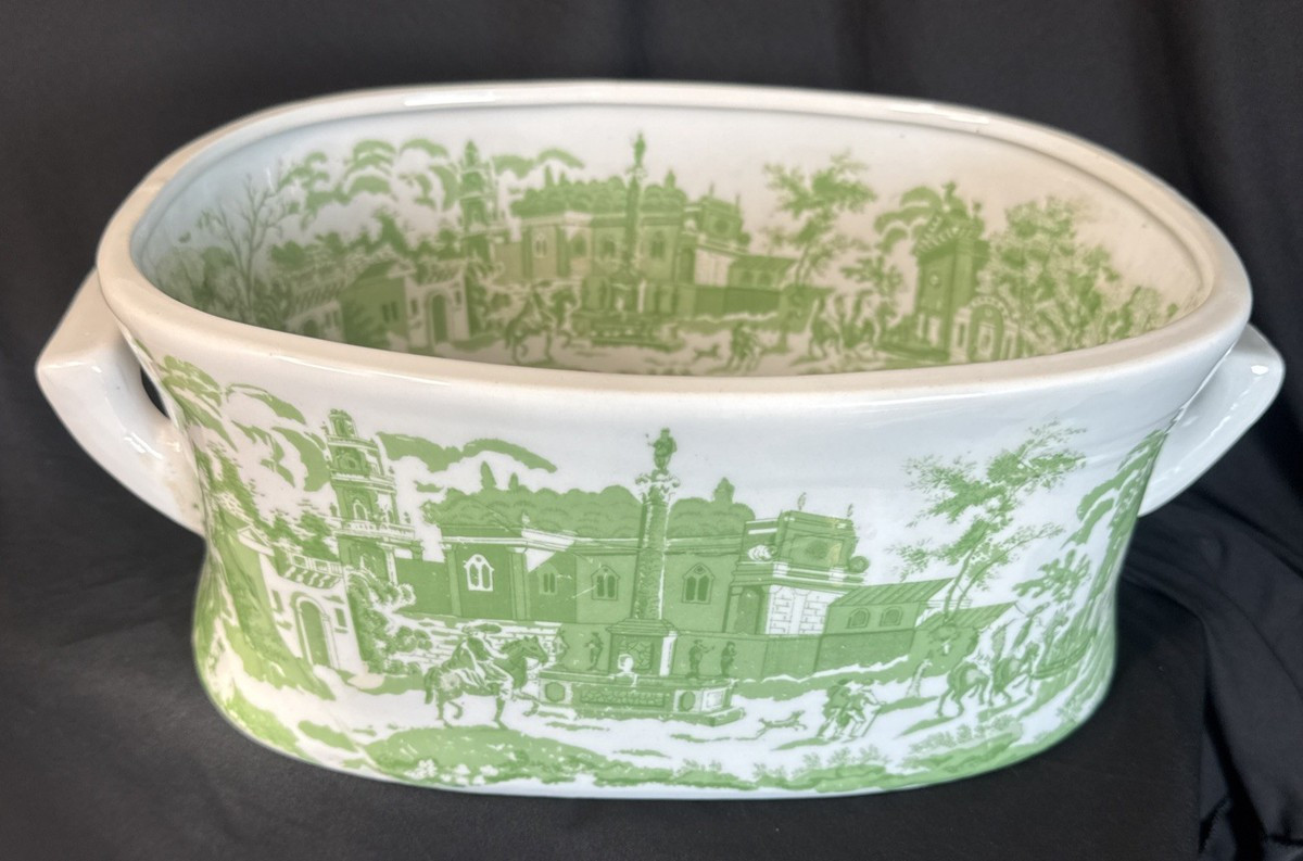 Chinoiserie Green & White Porcelain Foot Bath Basin G Millennial | eBay | eBay US