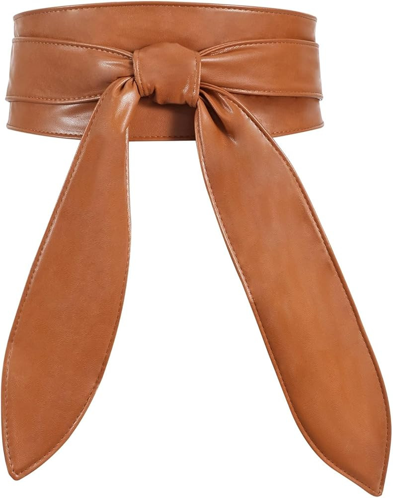 WHIPPY Women Obi Belt Fashion Wrap Around Wide Waistband Knotted Belt for Dress | Amazon (US)