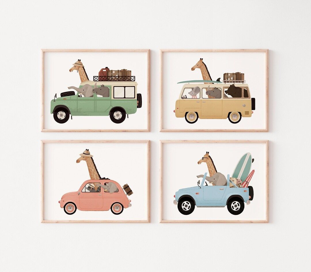 Set of prints, Promotion, Whimsical animals, Nursery set, Wall art set, Nursery art, Animals on c... | Etsy (US)
