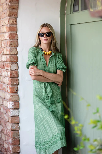 Zoe Dress - Sage Tangier Patchwork | Julia Amory