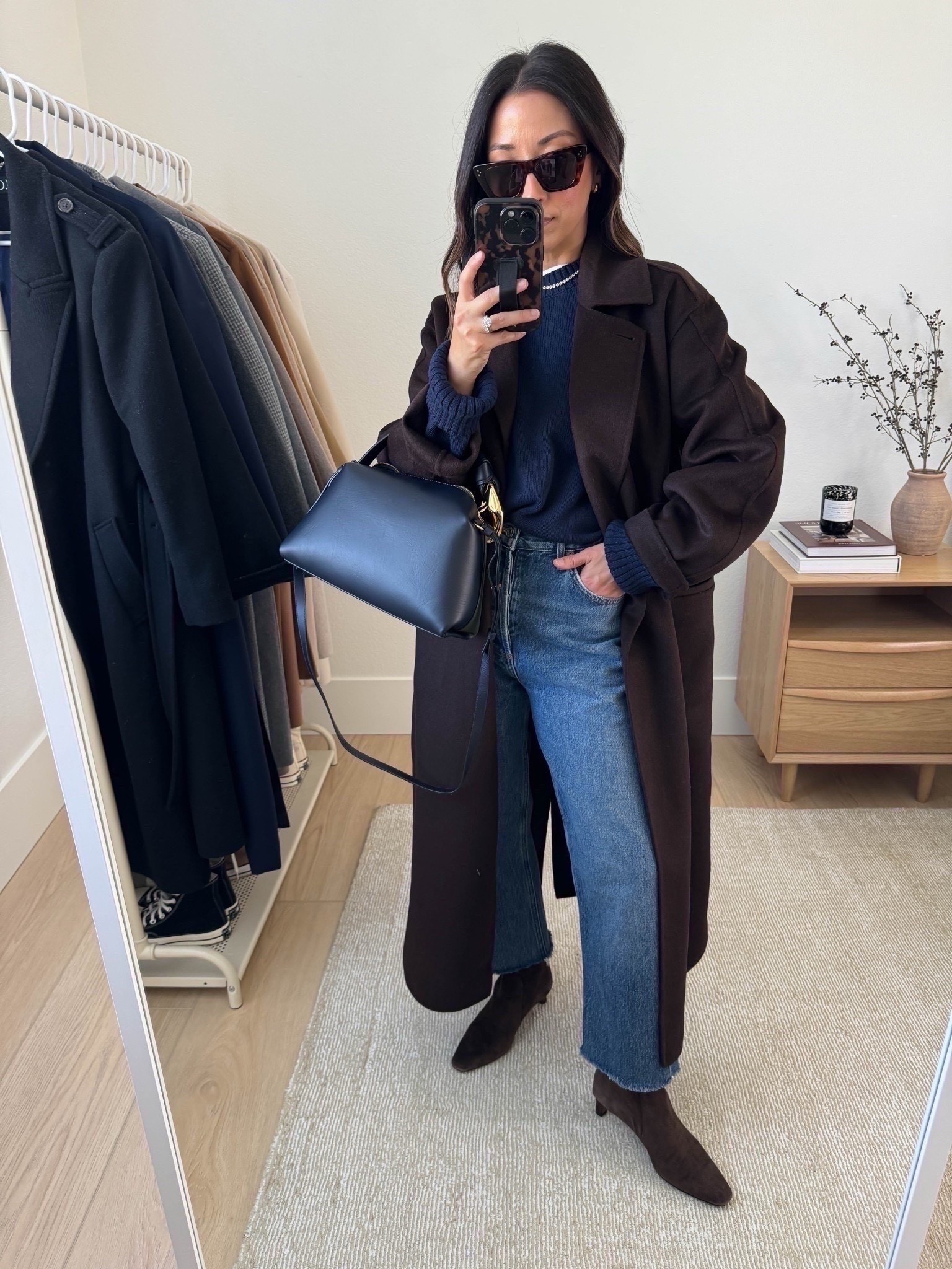 Winter outfit ideas with chocolate brown. 

Banana Republic coat petite xs (old)
Everlane cotton sweater xs
AGOLDE Relaxed jeans 25, cut hems. Go tts
Madewell Dimes booties 5.5
JW Anderson bag
Celine sunglasses

Petite style, winter outfits, winter style 


#LTKootd #LTKSeasonal #LTKPetite