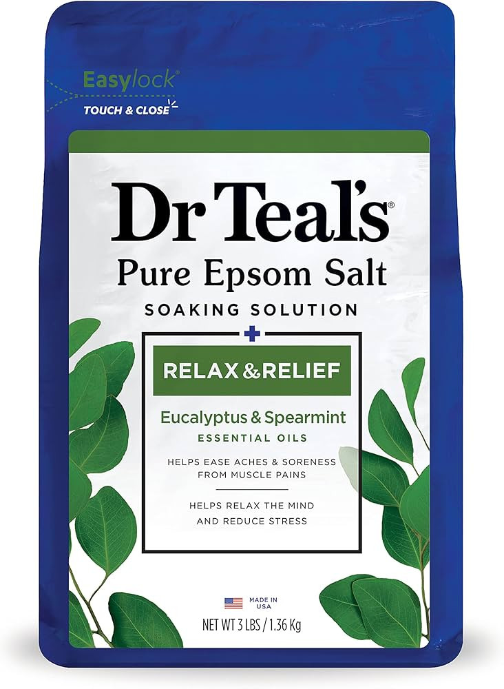 Dr Teal's Salt Soak with Pure Epsom Salt, Relax & Relief with Eucalyptus & Spearmint, 3 lbs | Amazon (US)
