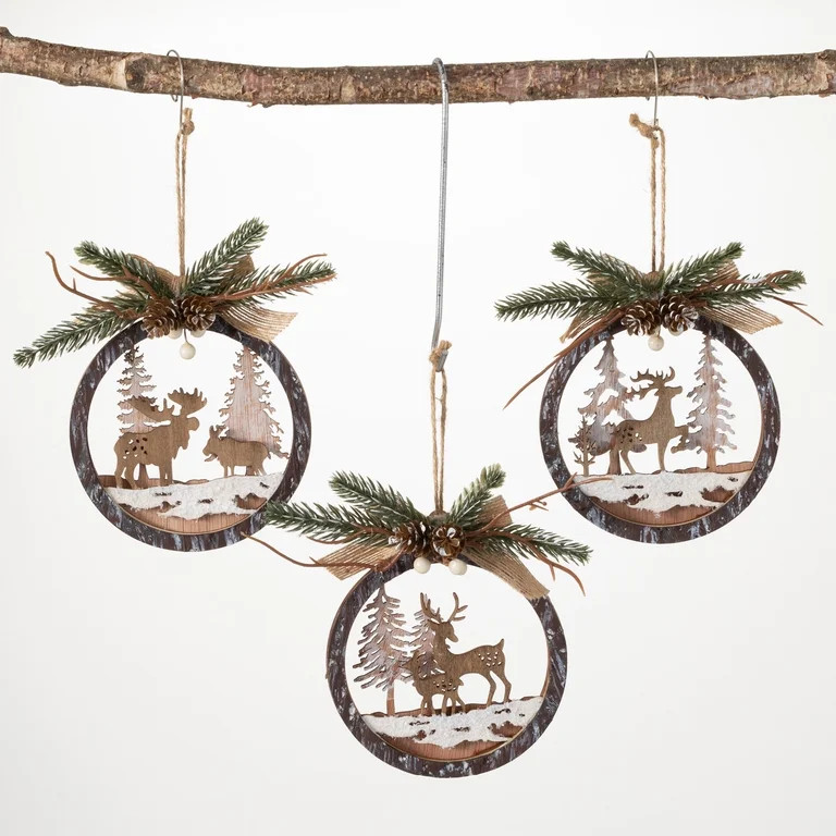 5.25"H Sullivans Woodland Ornament - Set of 3, Multicolored Christmas Ornaments | Walmart (US)