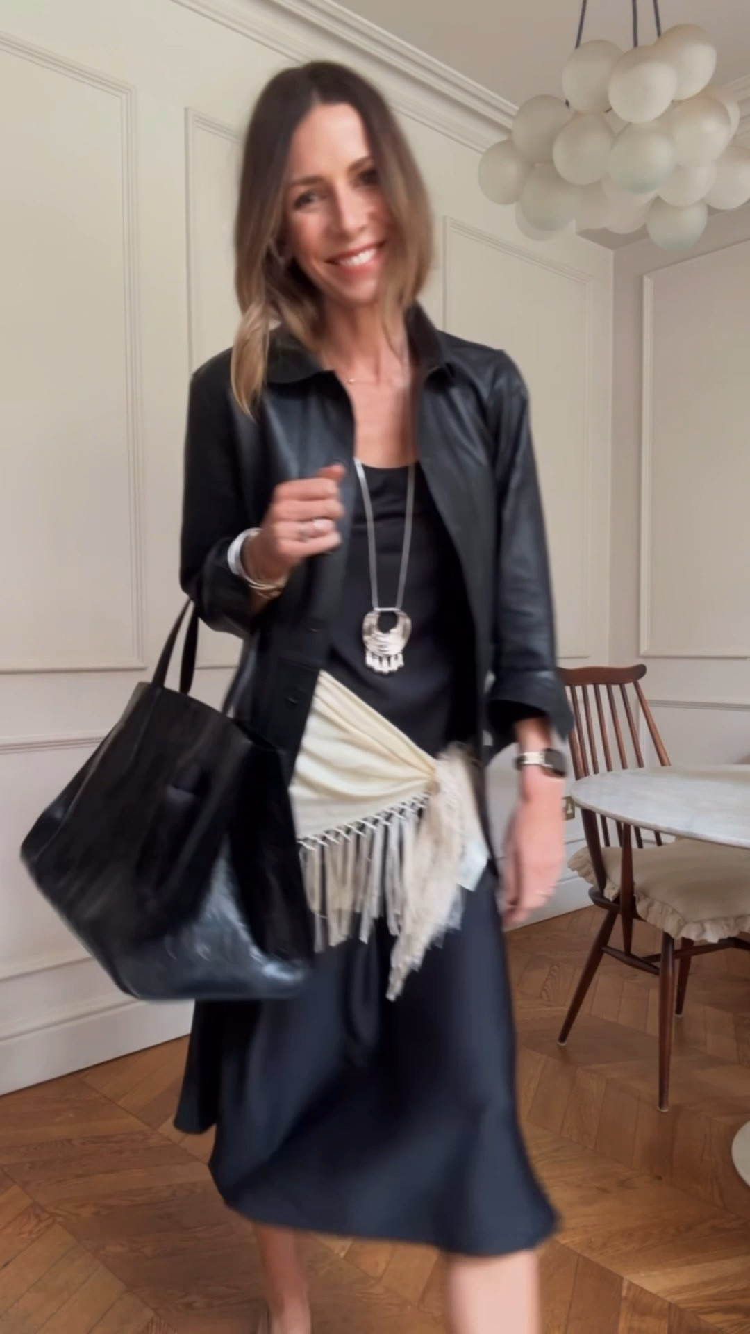 The LBD that will work for everyone. This beauty has wide straps, a higher scoop neckline, A line fabric that’s cut to skim the body not hug it and a hemline that sits perfectly mid length. 

Added a silk scarf to break up the black. A long necklace for interest, simple black leather jacket and comfy suede ballet pumps. 

🖤🤍🖤


#LTKeurope #LTKuk #LTKspring