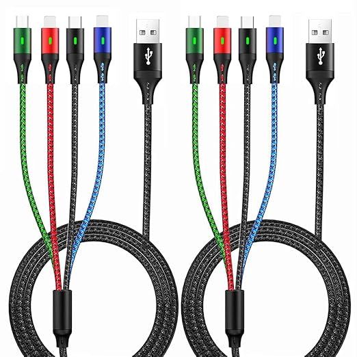 Amazon.com: Multi Charging Cable 4A 5ft 2Pack Multiple USB Fast Charger Cable Nylon Braided 4 in ... | Amazon (US)
