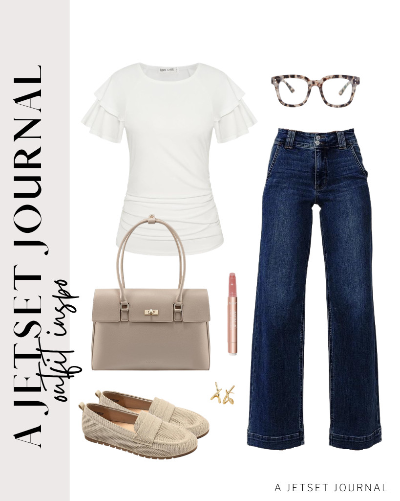These wide-leg jeans from Astylish look perfect with this white ruffle-sleeve top. Pair DREAM PAIRS loafers with Madison Avenue glasses. Don’t forget to add stylish gold earrings and carry this LOVEVOOK laptop bag.

#LTKSeasonal #LTKSaleAlert #LTKTravel


 

 