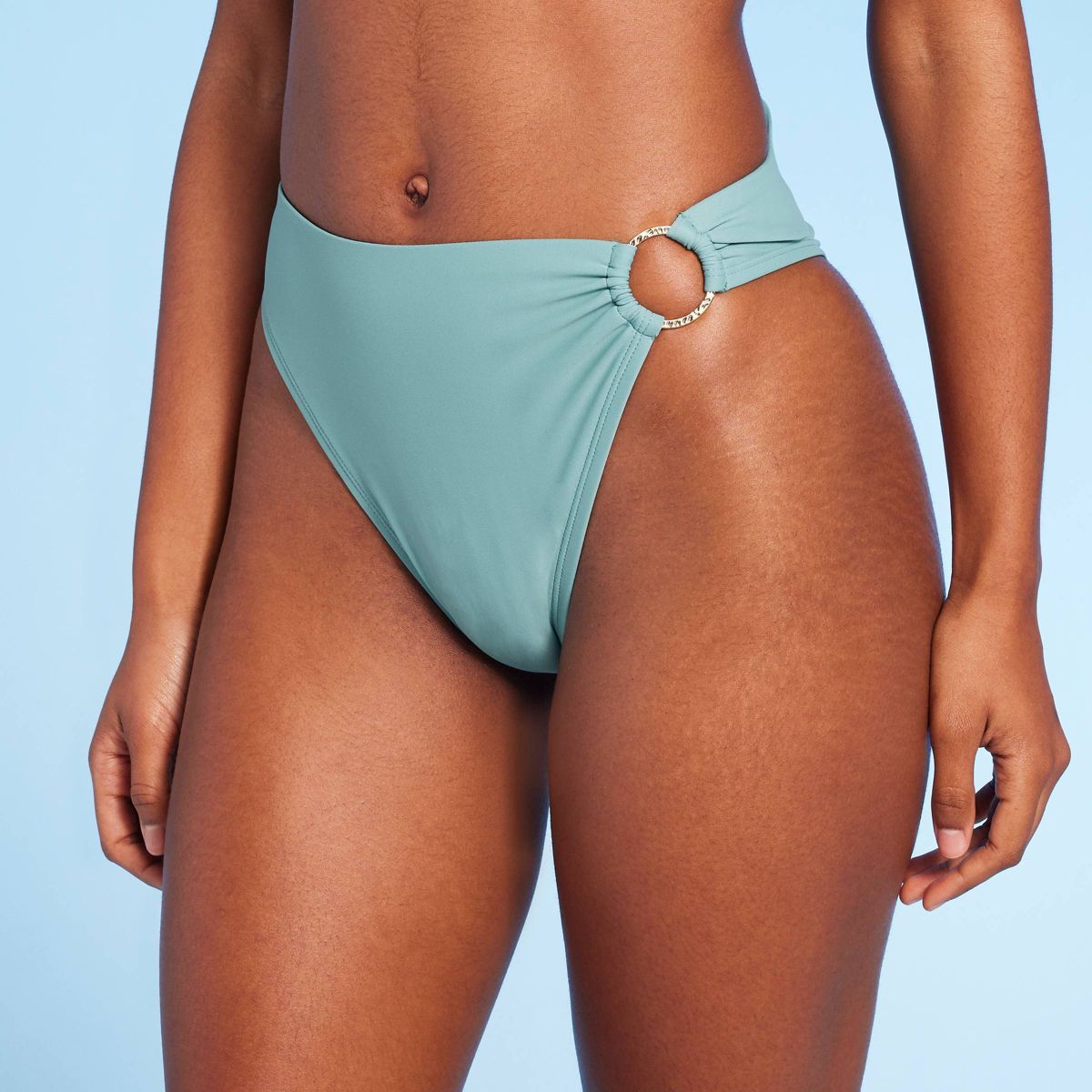 Women's Ring Detail Medium Coverage High Waist Extra High Leg Bikini Bottom - Shade & Shore™ | Target