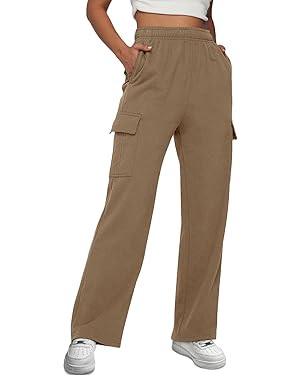 AUTOMET Womens Cargo Sweatpants Casual Baggy Fleece High Waisted Joggers Pants | Amazon (US)