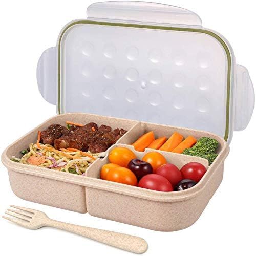 Bento Box for Adults Lunch Containers for Kids 3 Compartment Lunch Box Food Containers Leak Proof... | Amazon (US)