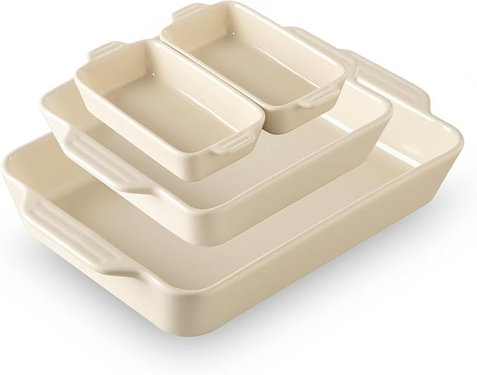 Sweejar Ceramic Bakeware Set of 4, Casserole Dishes for Oven, Rectangular Baking Dish with Handle... | Amazon (US)