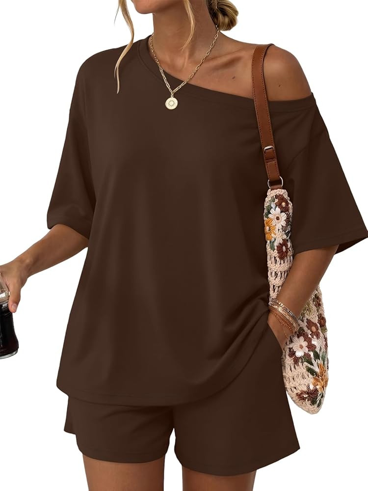 Trendy Queen Womens 2 Piece Summer Shorts Set Lounge Matching Two Piece Oversized Beach Vacation ... | Amazon (US)