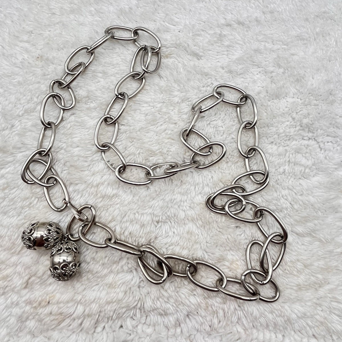 Vintage Chain Belt Silver Tone Ball Dangles 36" | eBay US