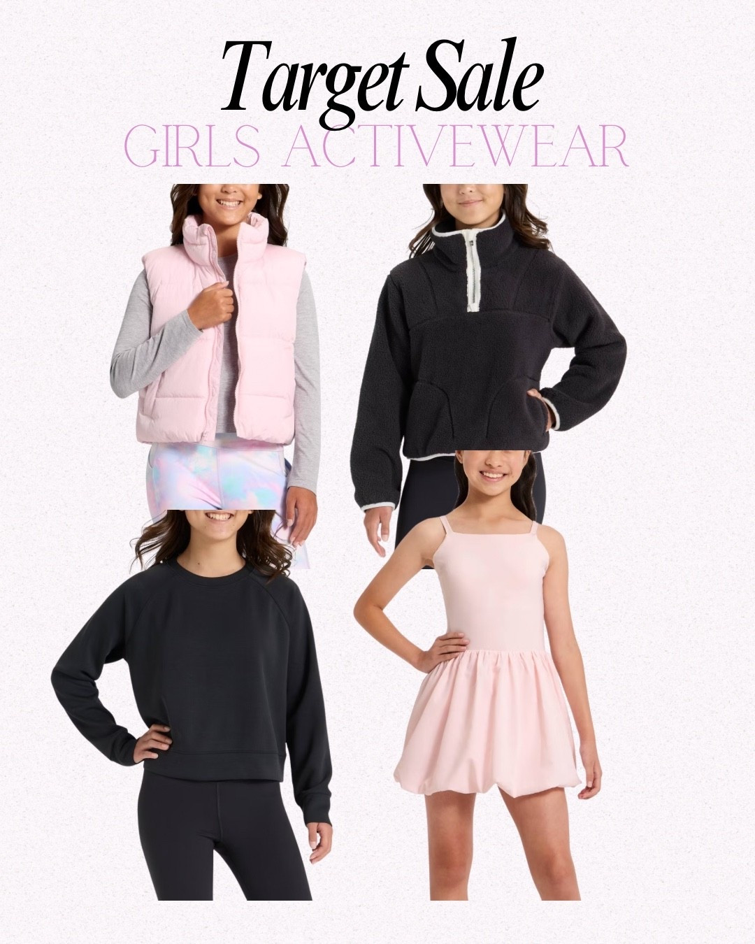 Target sale, target girls, girls activewear, bubble dress, puffer vest 

#LTKSaleAlert #LTKKids #LTKSeasonal