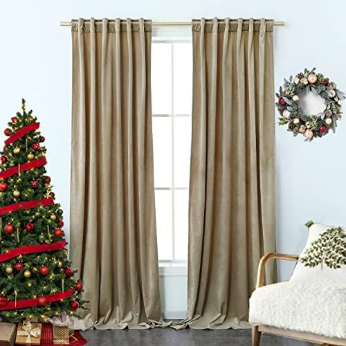 Amazon.com: Timeper Taupe Velvet for Room Darkening - 96 inches Long Elegant Looking Super Soft H... | Amazon (US)