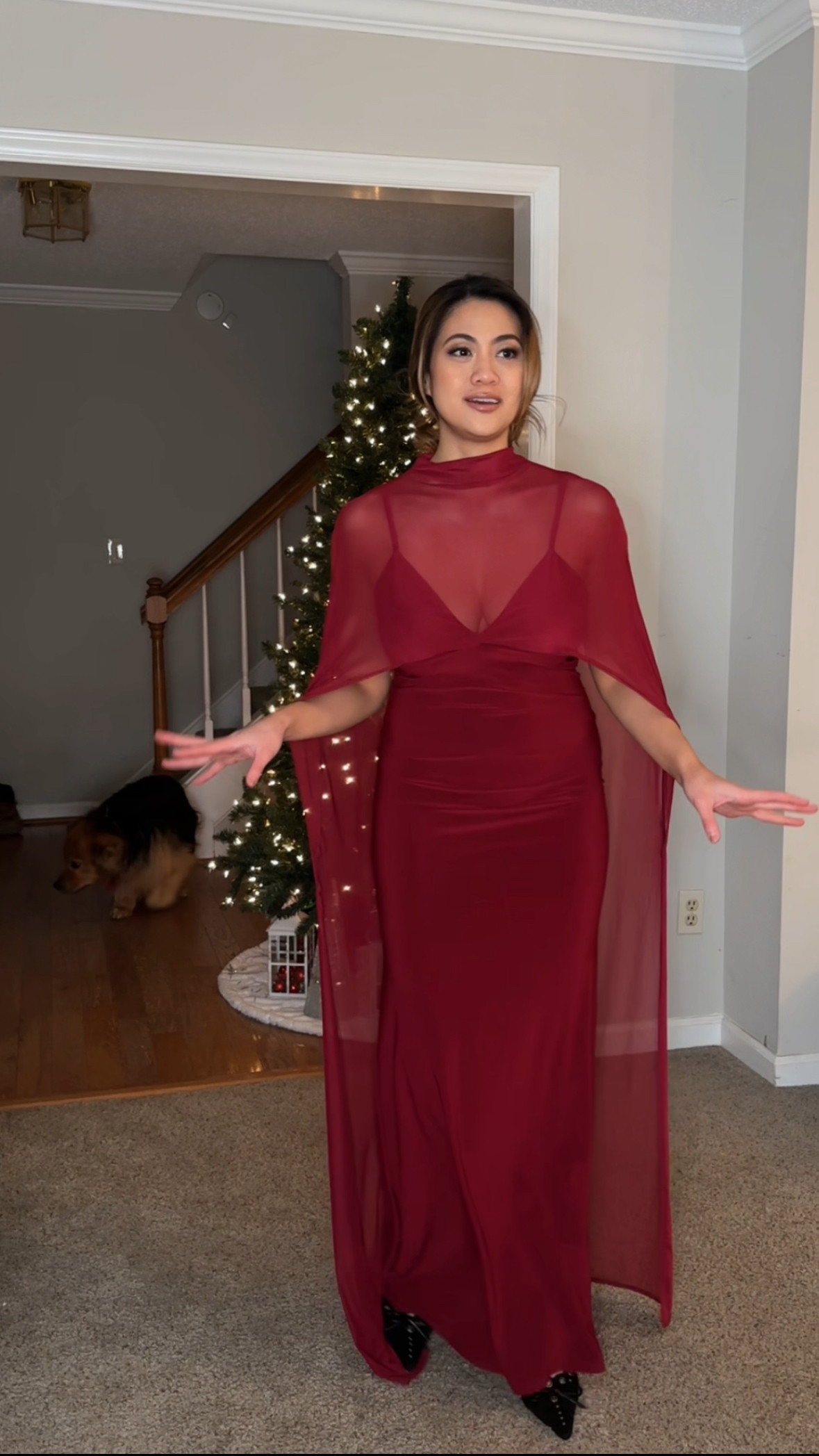 ASOS DESIGN exaggerated cape maxi dress in burgundy - small 

 

#LTKootd #LTKPetite #LTKWedding