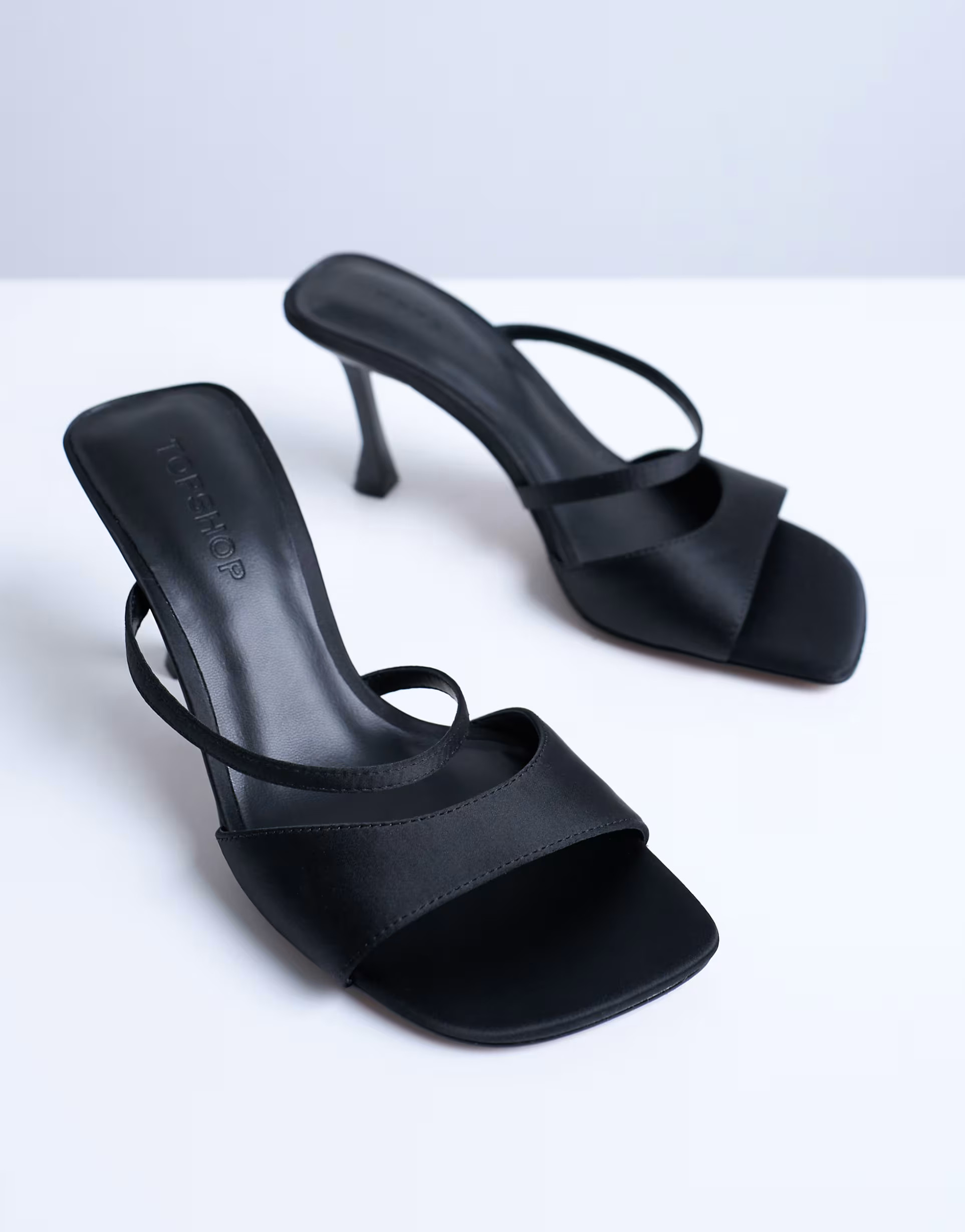 Topshop Fiona high heel mule with strap in black | ASOS | ASOS (Global)