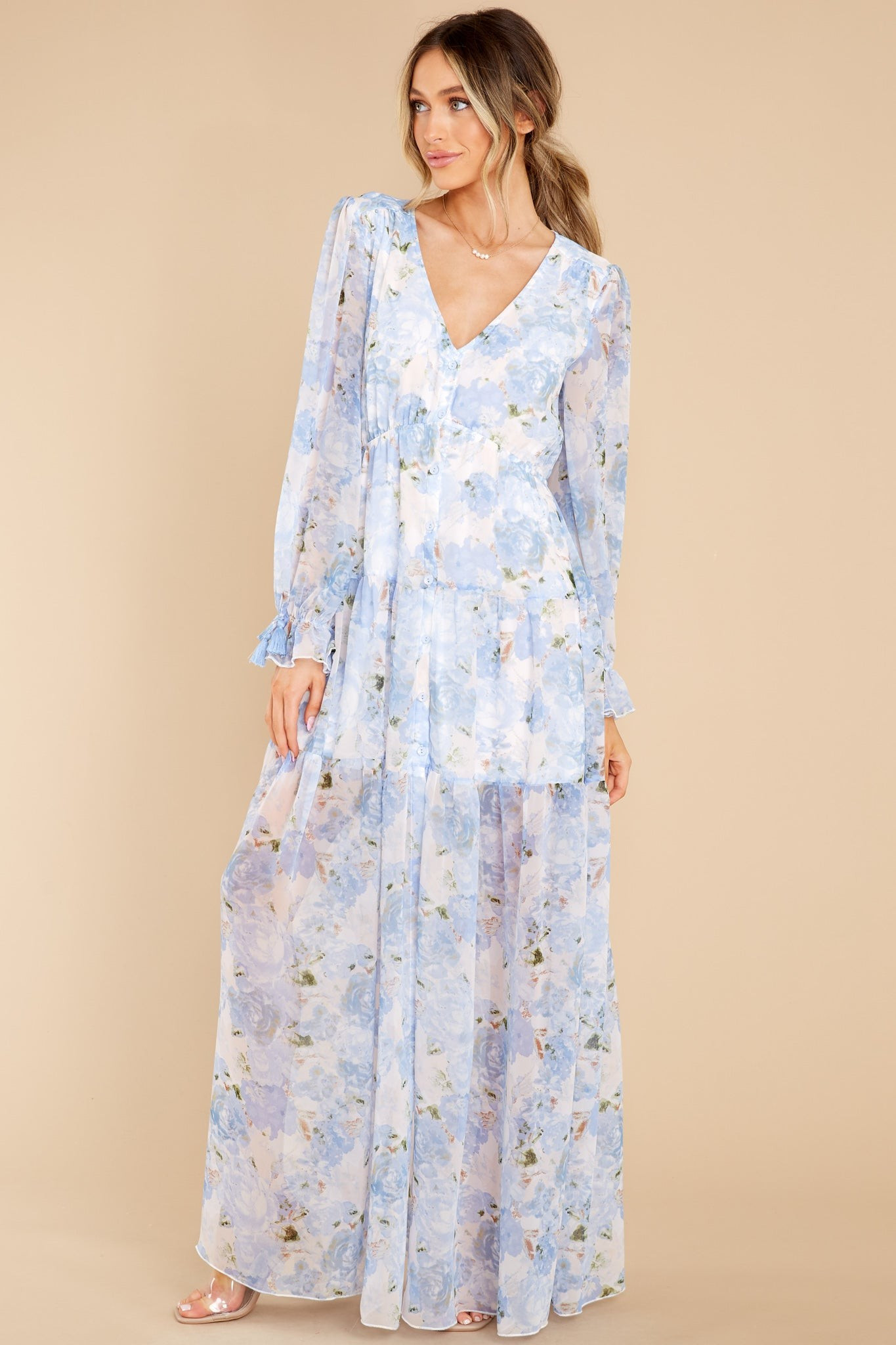 Everlasting Joy Blue Multi Floral Print Maxi Dress | Red Dress 