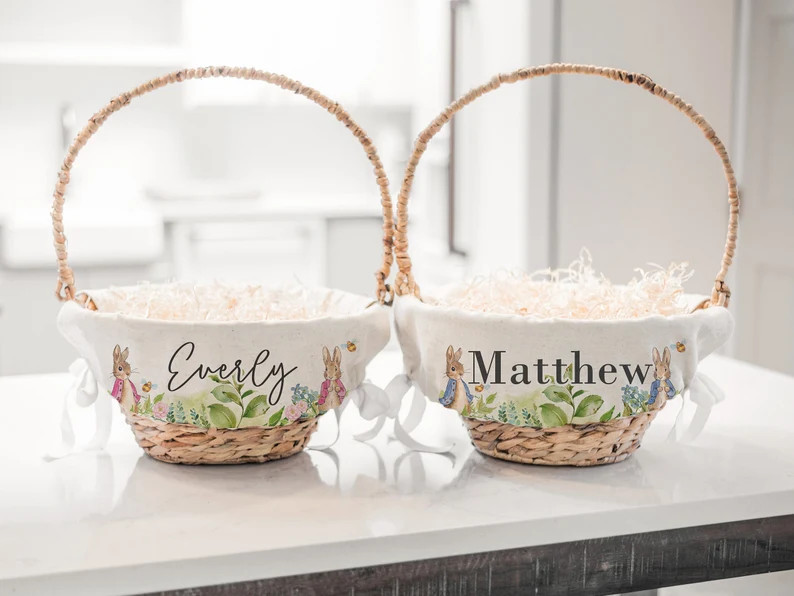 Peter Rabbit and Flopsy Personalized Easter Basket Liner Easter Basket Liner Boy or Girl Easter B... | Etsy (US)