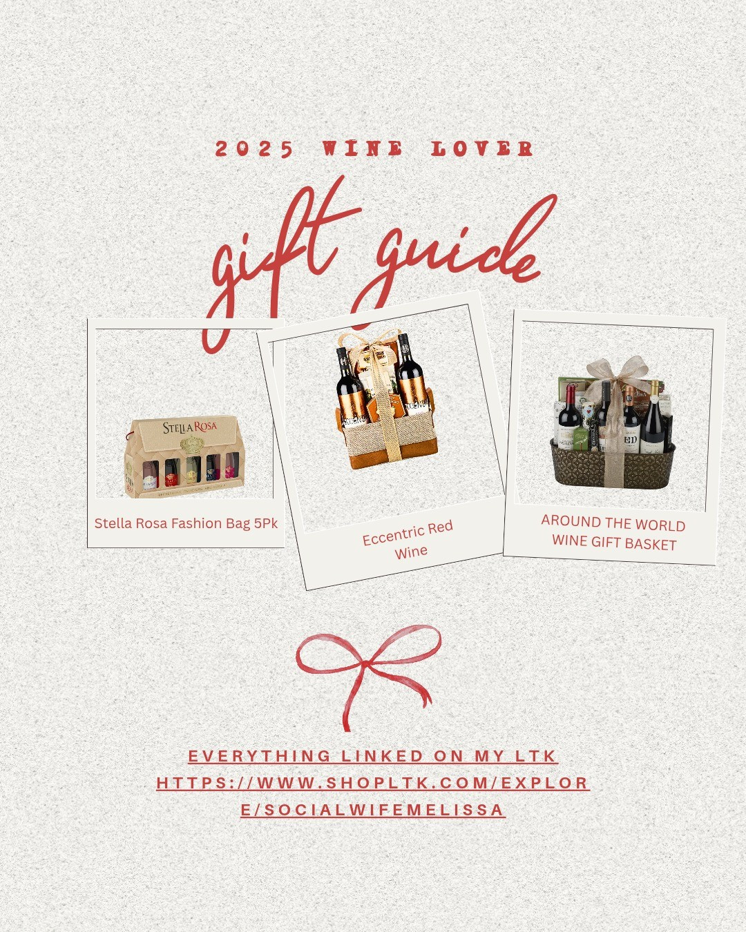 Wine lovers, this one’s for you 🍷If you’re shopping for the person who already has everything, these wine gift ideas never miss. From a Stella Rosa mini variety pack to elevated wine gift baskets and unique red wine finds, this 2025 wine lover gift guide makes gifting effortless and chic.Perfect for holidays, birthdays, host gifts, or just because—these picks feel luxe, thoughtful, and ready to impress. Everything is linked and easy to shop in one place.#winegiftideas #winelovergifts #2025giftguide 

#LTKGiftGuide #LTKHoliday
