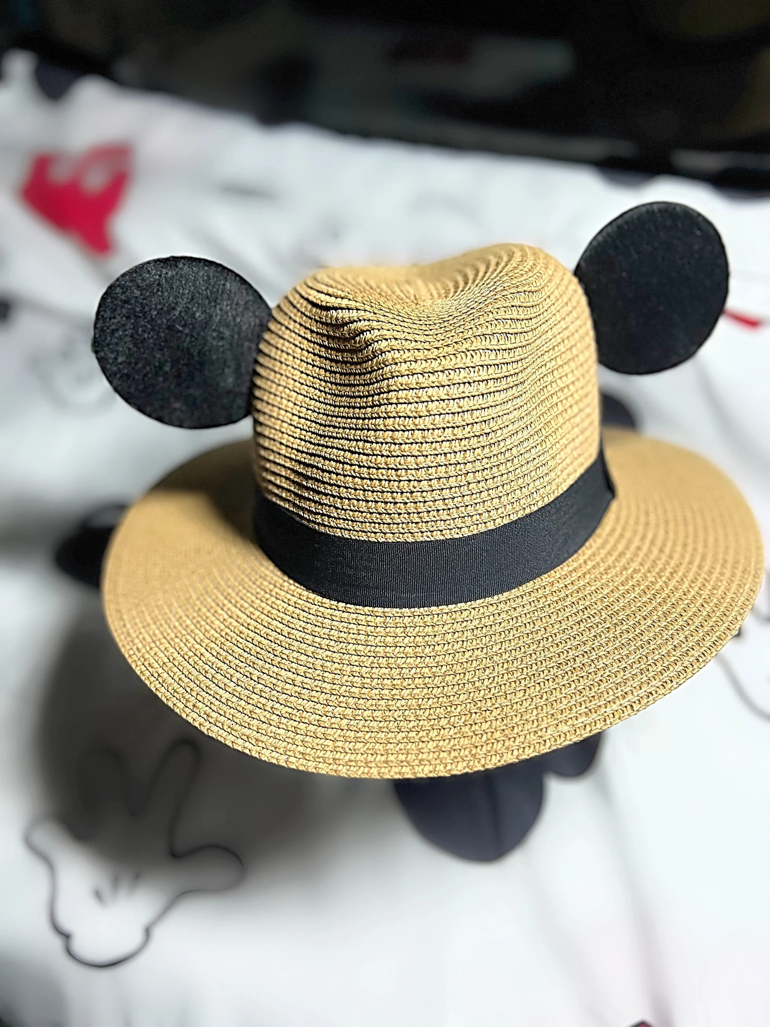 Adjustable Ears Straw Hat (disney Inspired Mouse Ears Sewn by Hand) - Etsy | Etsy (US)