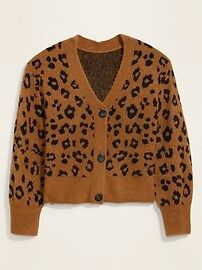 Cozy Leopard-Print V-Neck Cardigan Sweater for Women | Old Navy (US)