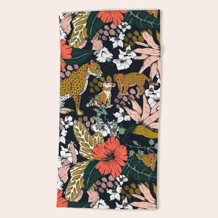 Animal print dark jungle Beach Towel | Society6