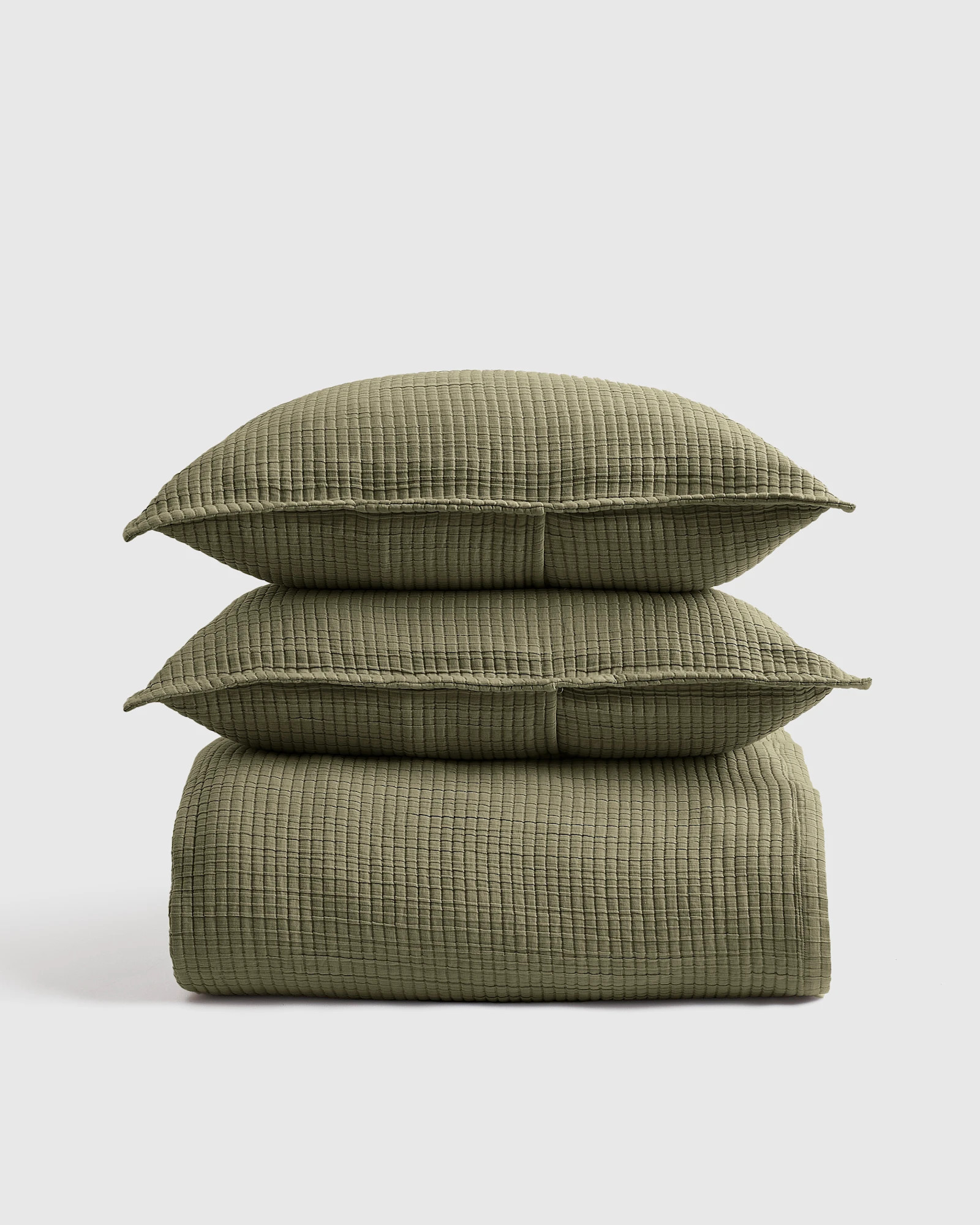 Quince | Organic Ribbed Cotton Coverlet Set in Light Grey, Size Twin | Quince