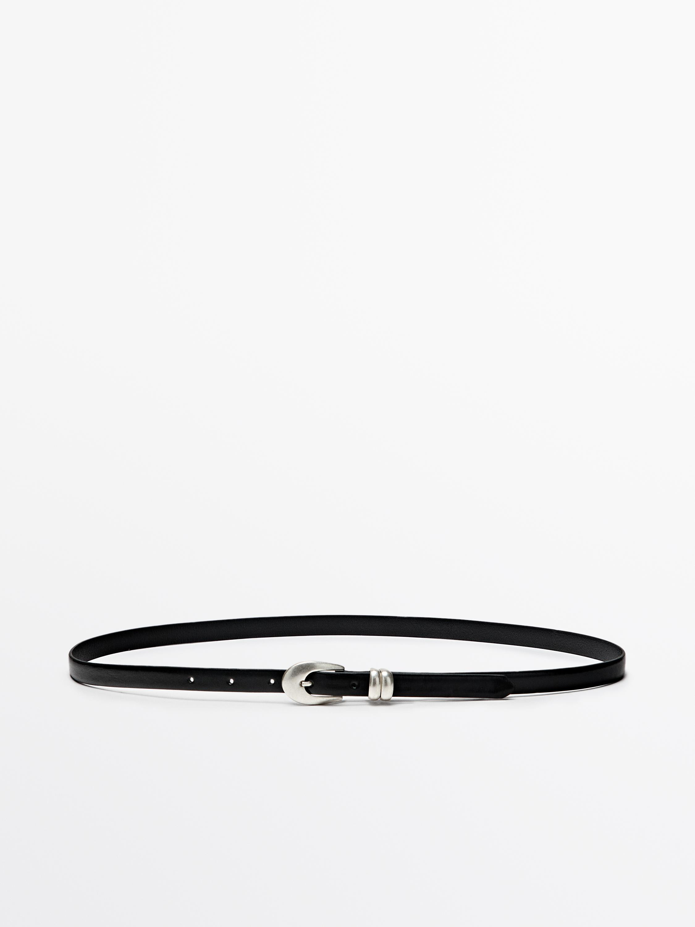 Nappa leather belt with oval buckle | Massimo Dutti UK