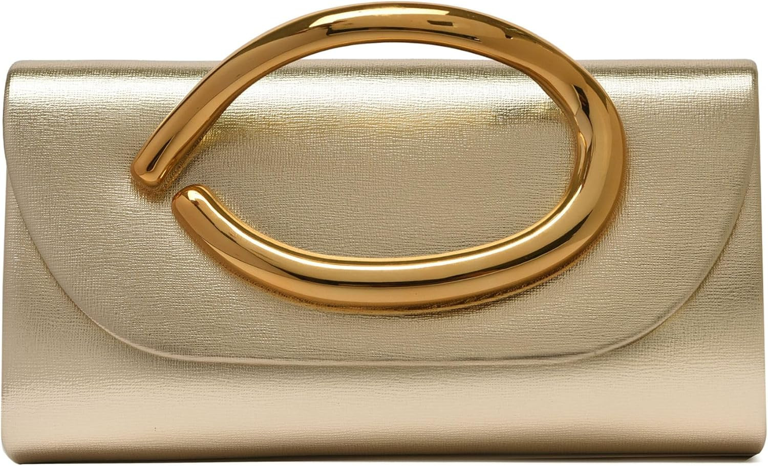MYHOZEE Clutch Purses for Women Vegan Leather Evening Bag Formal Elegant Wedding Clutch Trendy Gold Handle Purses | Amazon (US)