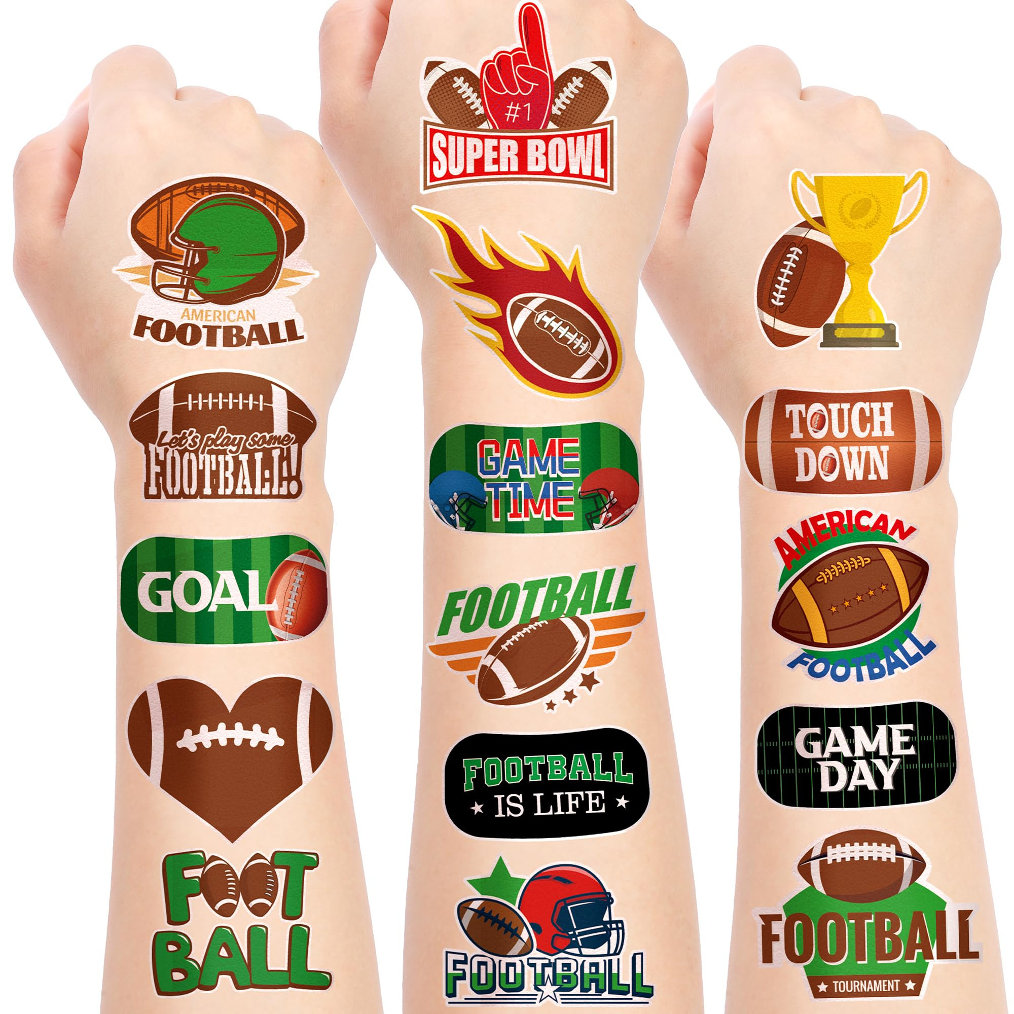 Fovths 144 Pieces Football Temporary Tattoos Football Team Tattoos Footballs Face Stickers for To... | Amazon (US)