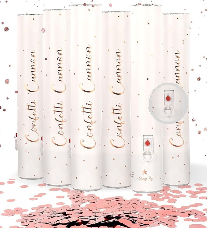Confetti Cannon with Magic Snap - Pack of 6 Rose Gold Poppers - Confetti Shooters for New Year's ... | Amazon (US)