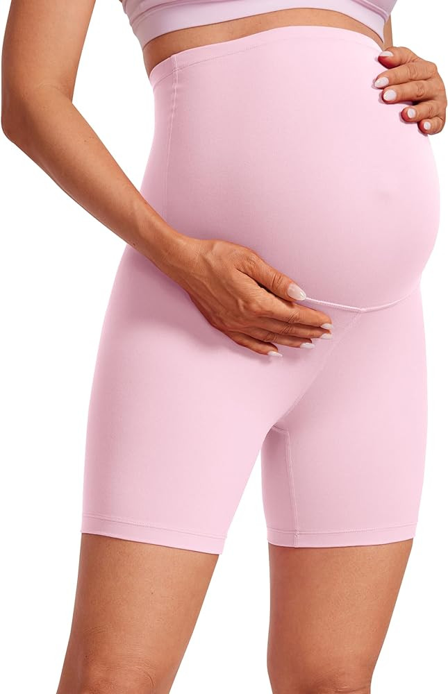 CRZ YOGA Womens Butterluxe Maternity Biker Shorts Over The Belly 6" - Pregnancy Yoga Workout Acti... | Amazon (US)