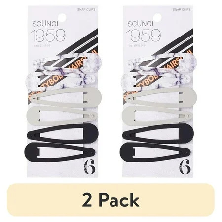 (2 pack) Scunci 1959 Hair Snap Clips Assorted Colors 6-Pieces | Walmart (US)