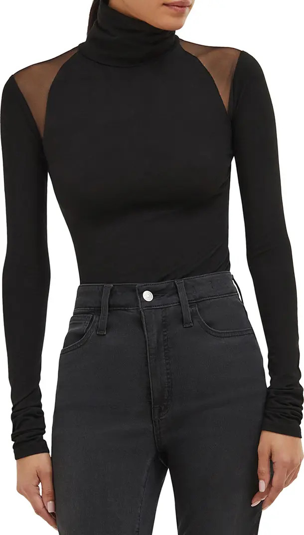 Maria Mesh Panel Jersey Turtleneck Top | Nordstrom