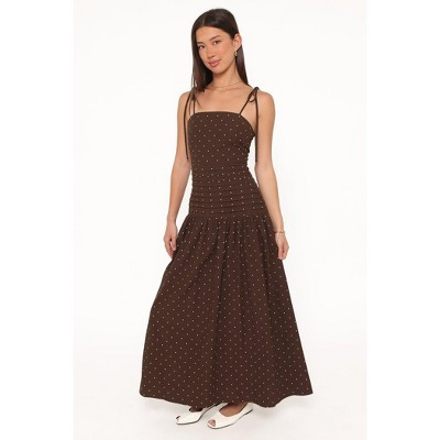 Petal and Pup Women's Mischa Maxi Dress - Brown Polka Dot S | Target