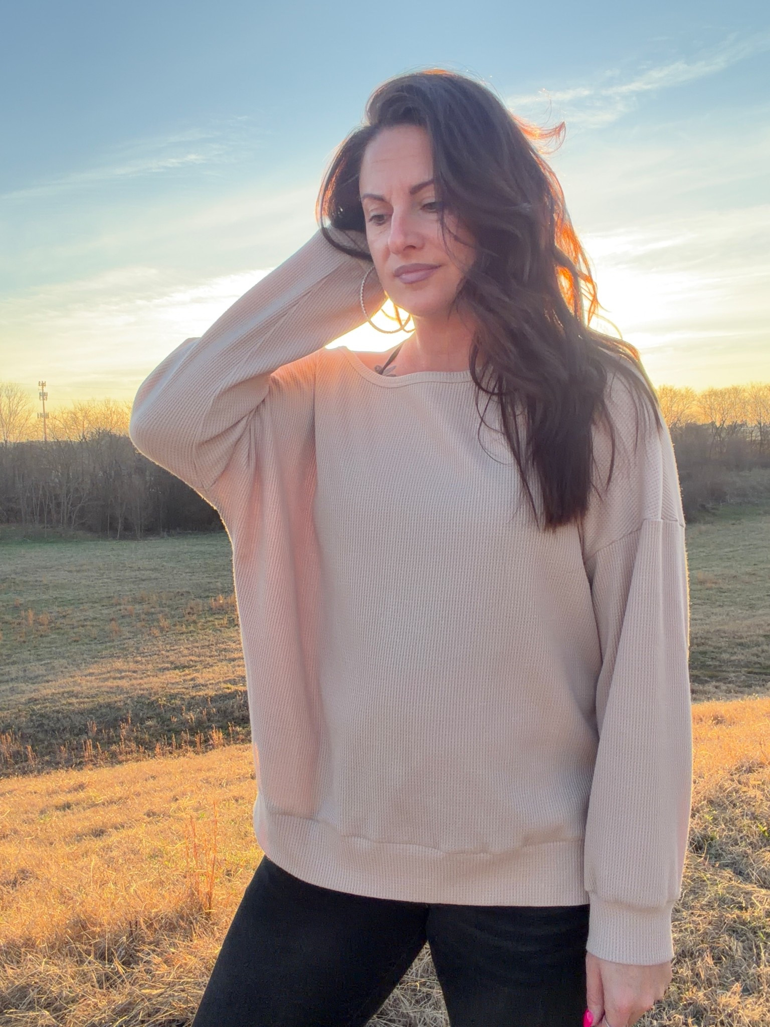 Cozy waffle knit + big hoops were perfect for a laid back outfit today 🤎

Casual style 
Outfit of the day 


#LTKSeasonal