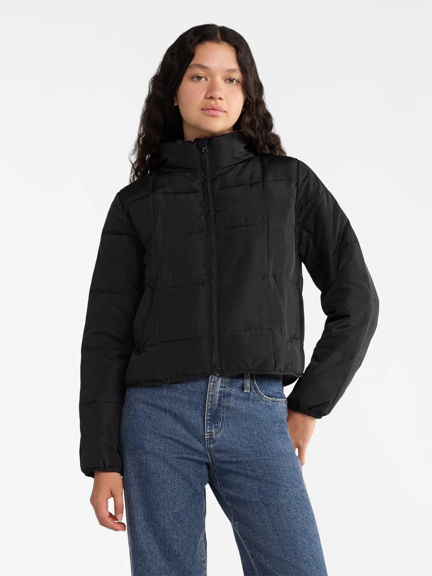 No Boundaries Packable Puffer Jacket, Women's and Women's Plus Sizes XS-4X | Walmart (US)