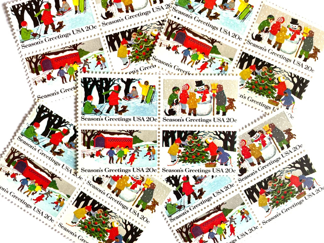 20 Vintage Unused Contemporary Christmas Stamps / Seasons Greetings Holiday Se-Tenant USPS Postag... | Etsy (US)