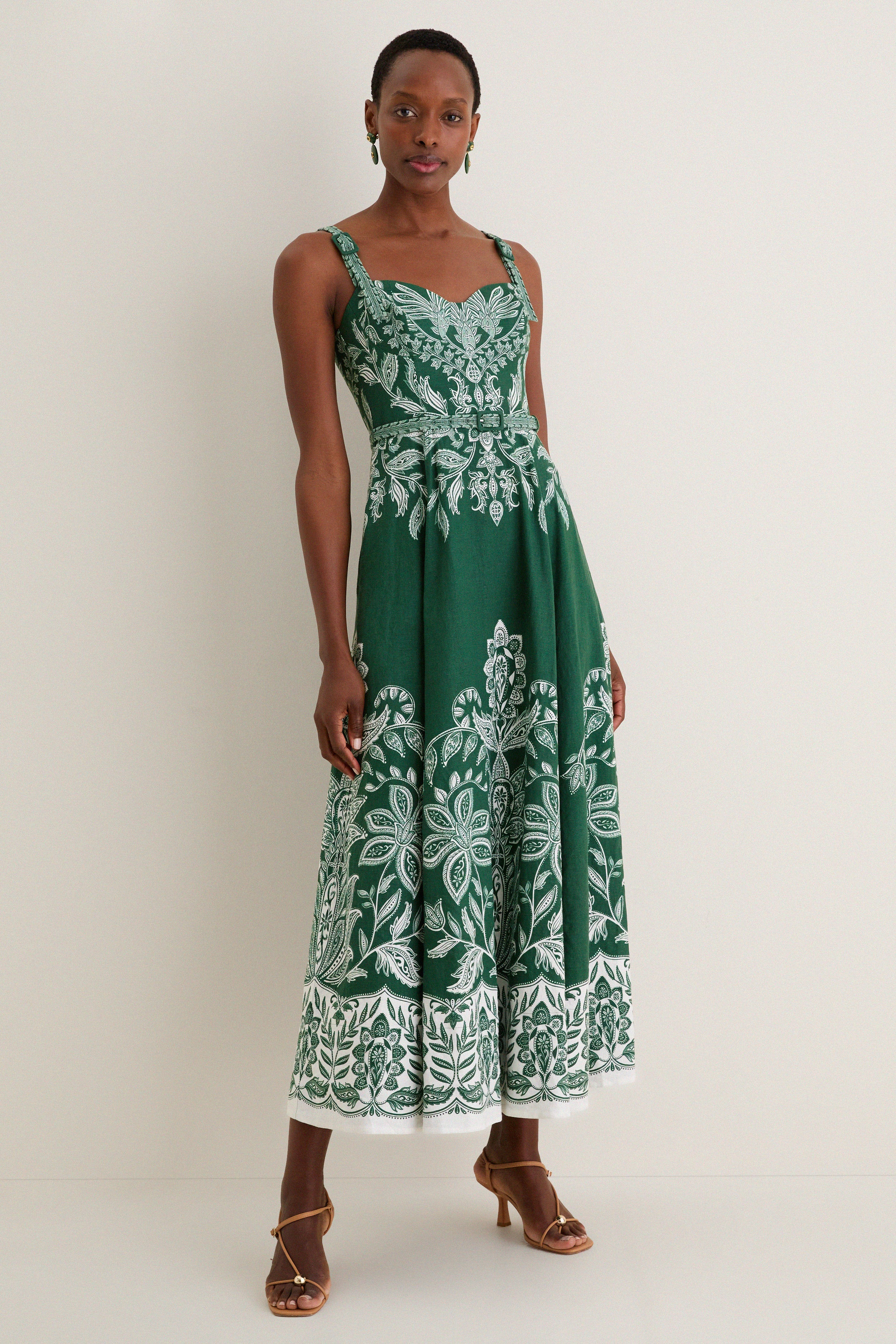 Miranda Dark Green Belt Buckles Maxi Dress | Tuckernuck (US)