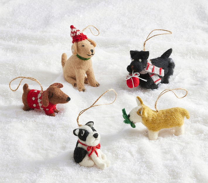 Felted Holiday Dogs Ornaments, Set of 5 | Pottery Barn Kids